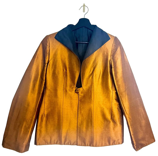 Vintage Bronze Silk & Linen Skirt Suit Set