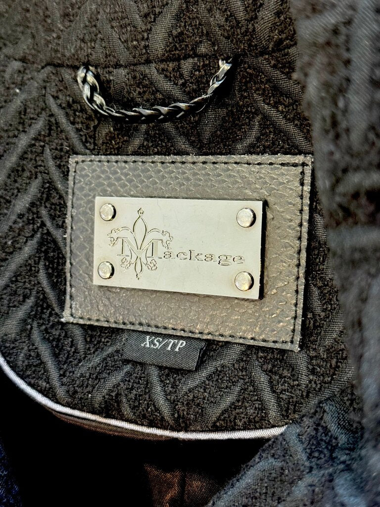 Mackage Black Herringbone Coat