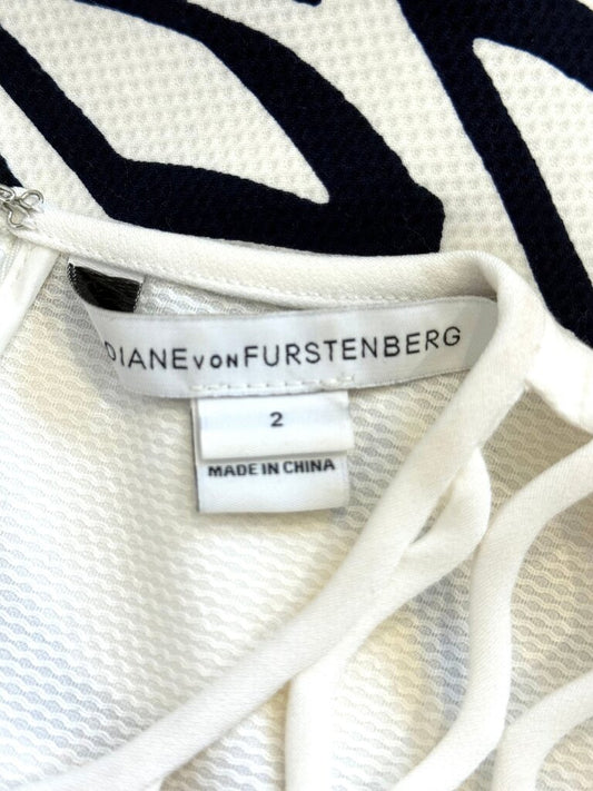 Diane von Furstenberg Sleeveless Dress with Navy Pattern