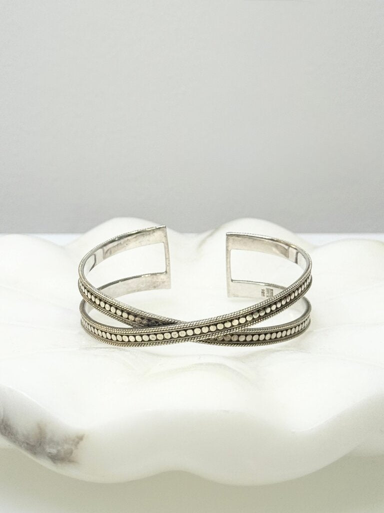 Silver Double Band Cuff Bracelet by Anna Beck