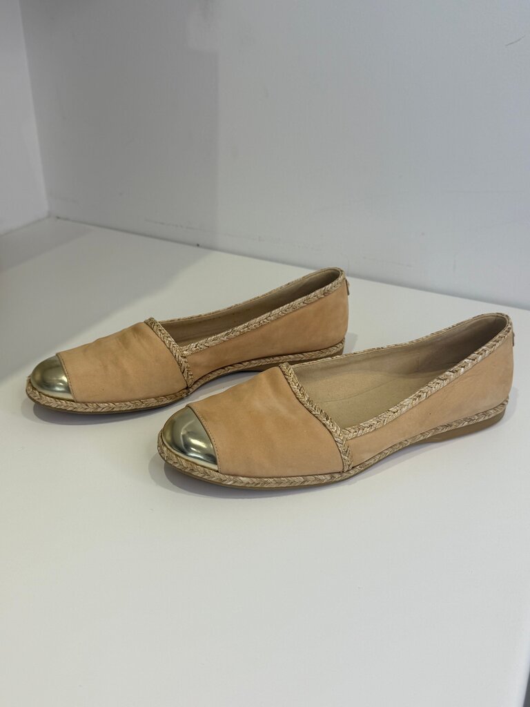 Stuart Weitzman Beige Espadrilles with Metallic Cap Toe