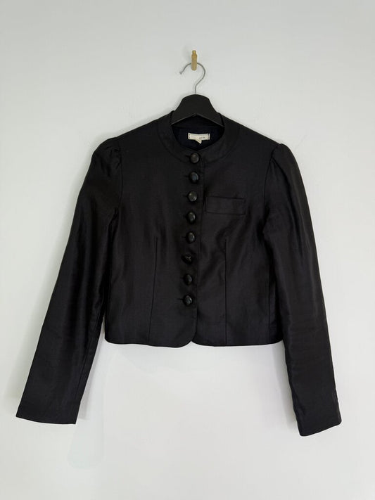 Deux FM Black Puff Sleeve Suit Jacket and Pencil Skirt Set