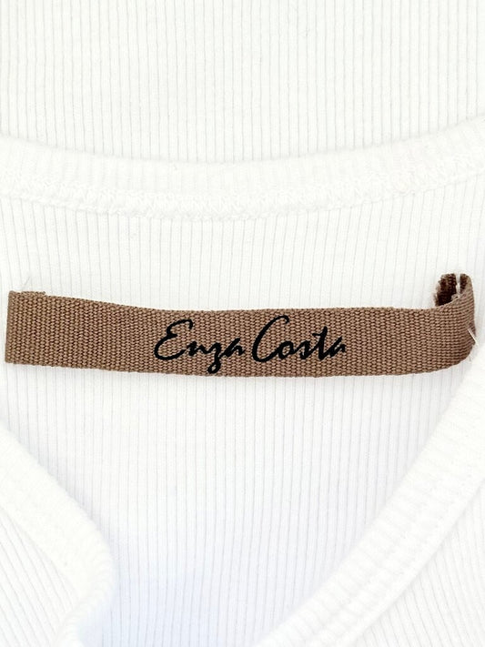 Enza Costa White Ribbed Tank Top