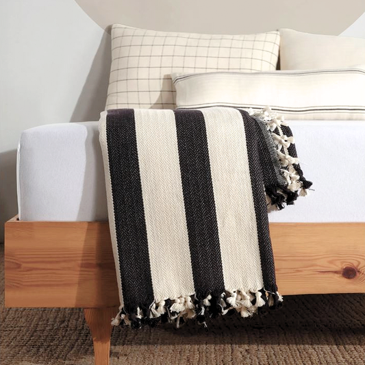 100% Turkish Organic Cotton - Farmhouse Throw Blanket & Bedspread