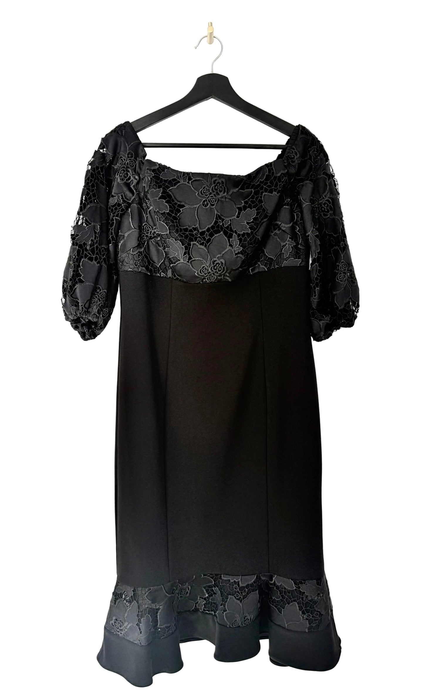 Aidan Mattox Black Floral Lace Dress