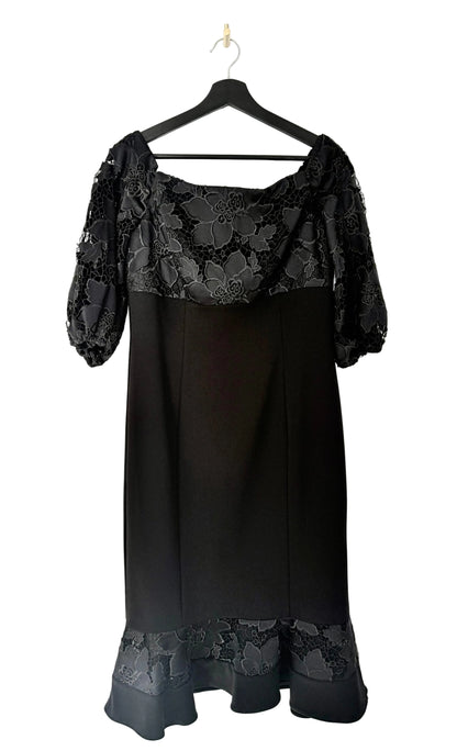 Aidan Mattox Black Floral Lace Dress