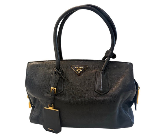 Prada Black Leather Tote Bag
