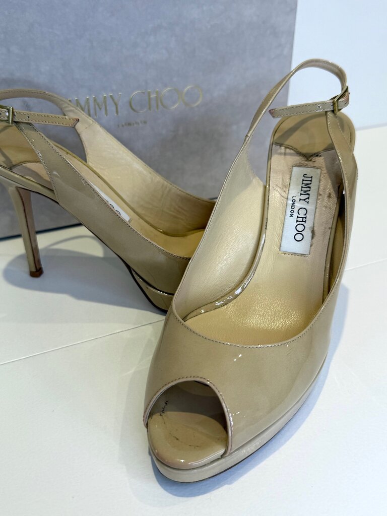 Jimmy Choo Patent Leather Peep-Toe Heels