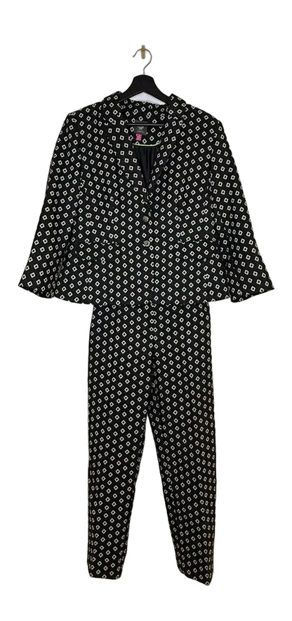 Black and White Patterned Suit Set