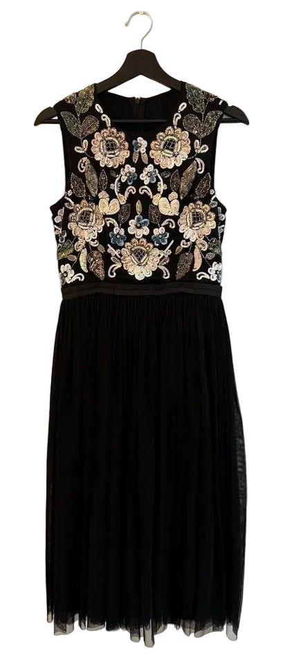 Needle & Thread Embroidered Black Dress