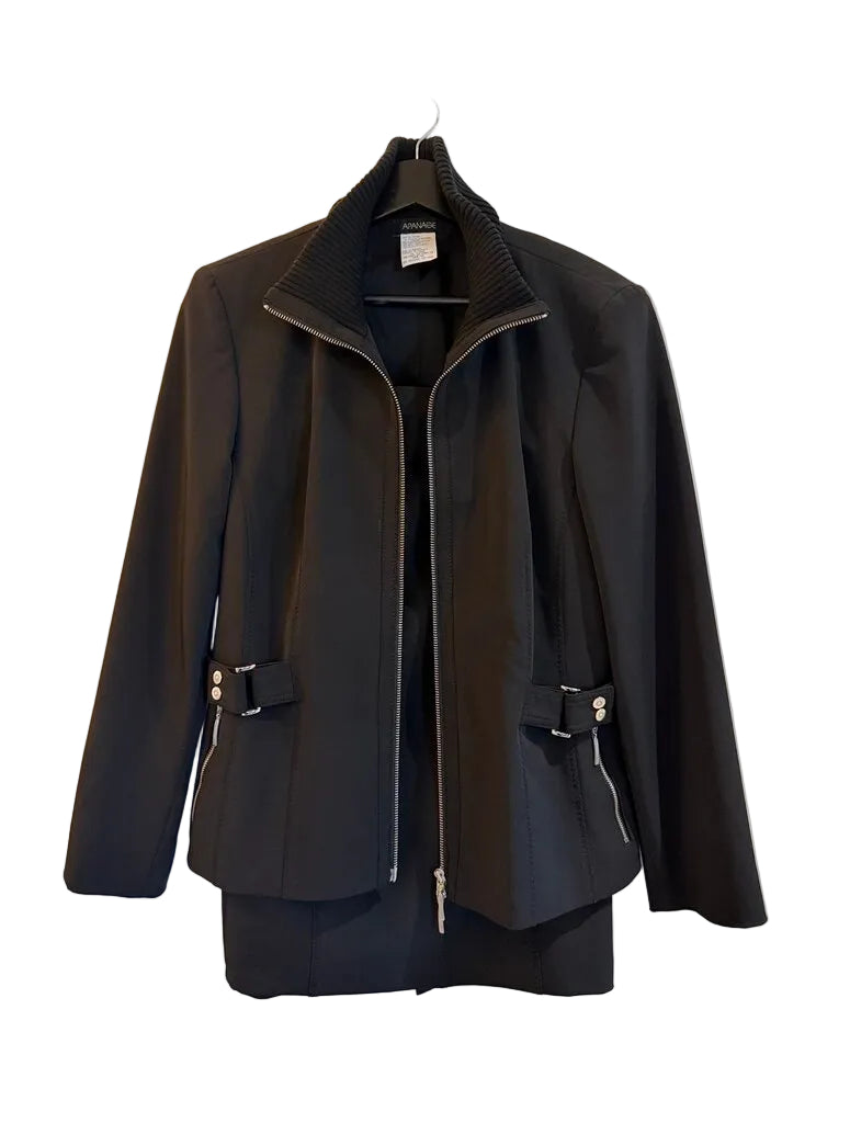 Apanage Black Jacket and Skirt Set