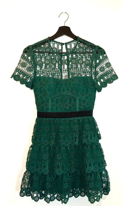 Self-Portrait Green Lace Dress