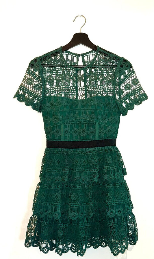 Self-Portrait Green Lace Dress