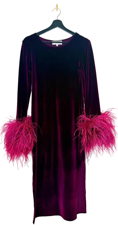 Lauren Gabrielson Velvet Dress with Feather Sleeves