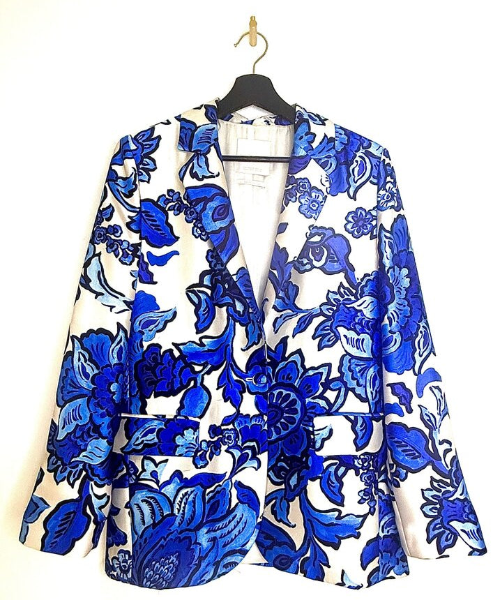 MNG Floral Silk Print Blazer
