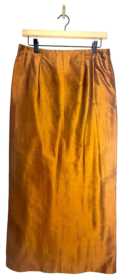 Vintage Bronze Silk & Linen Skirt Suit Set