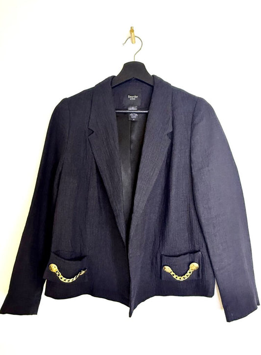 Smythe Dark Navy Blazer with Chain Detail