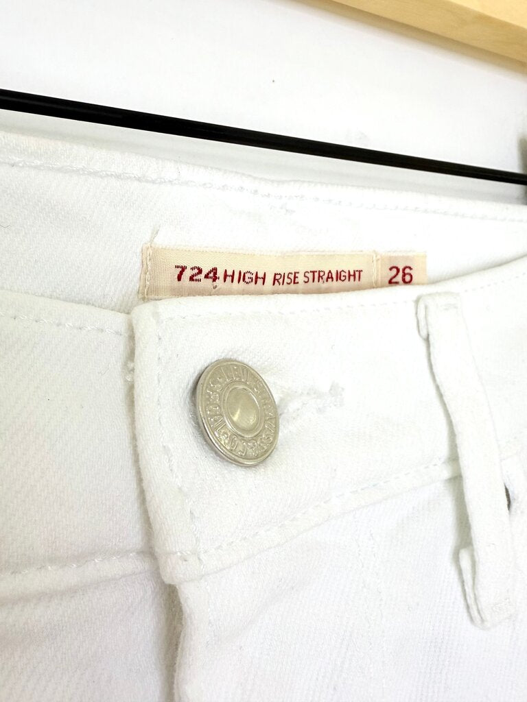 Levi's 724 High Rise Straight White Jeans