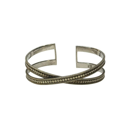 Silver Double Band Cuff Bracelet by Anna Beck