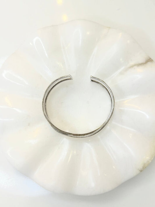 Silver Double Band Cuff Bracelet by Anna Beck