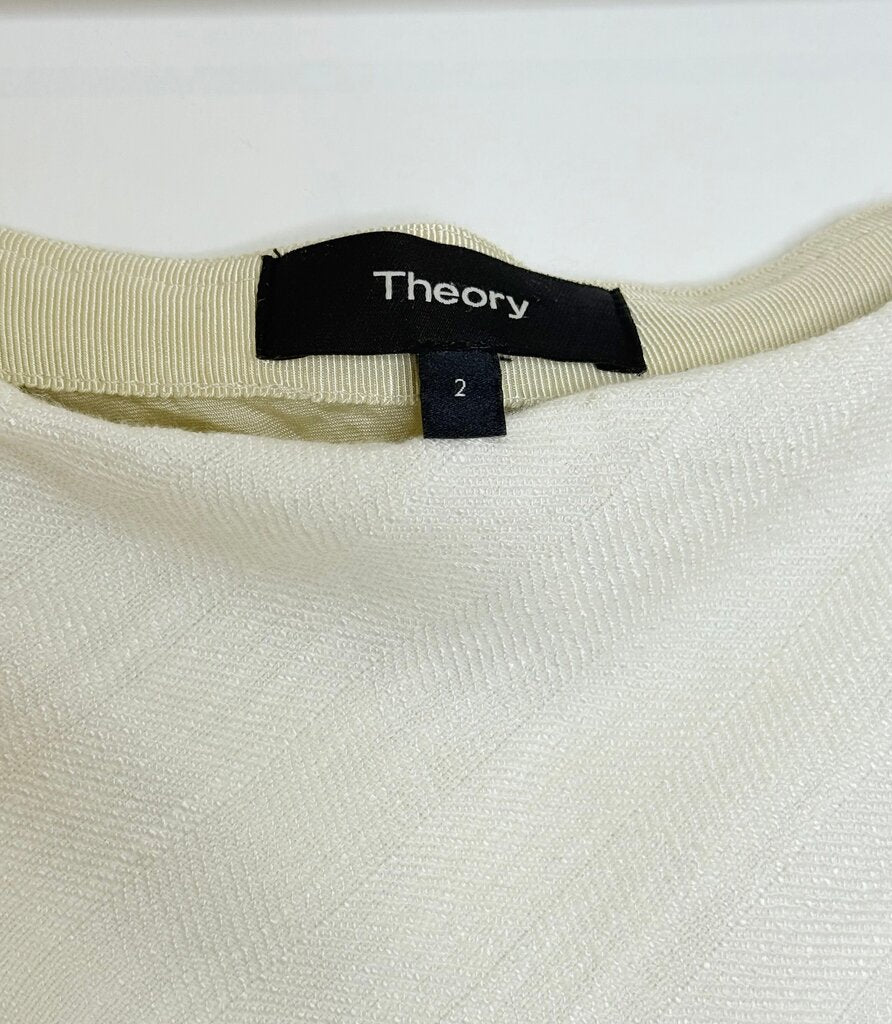 Theory Women's White Linen Blend A-Line Skirt