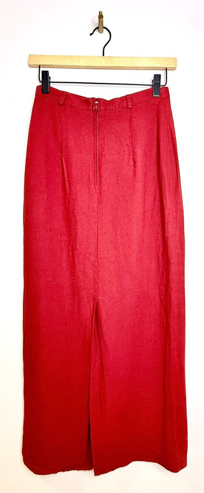 Steilmann Red Linen Blend Midi Skirt