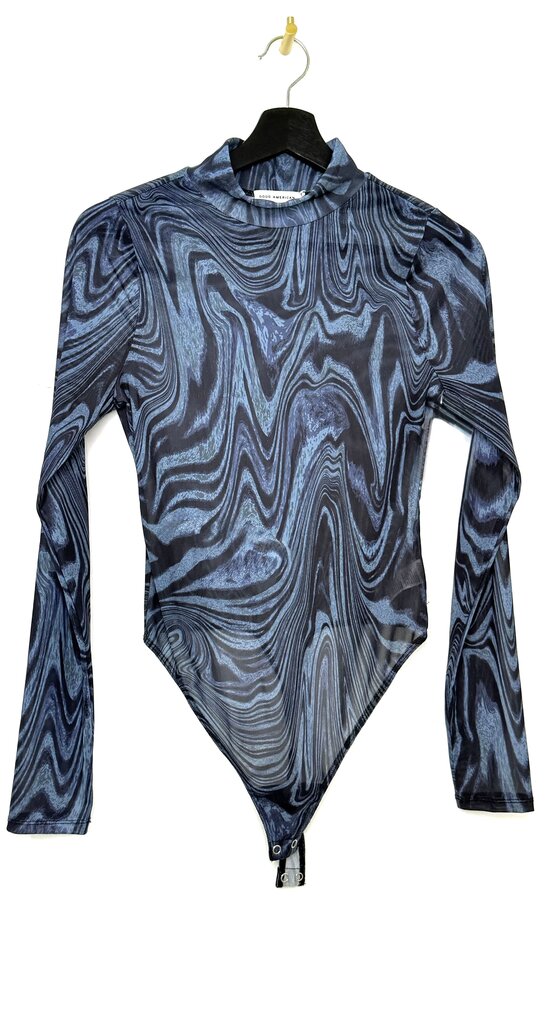Good American Long Sleeve Bodysuit with Swirl Pattern