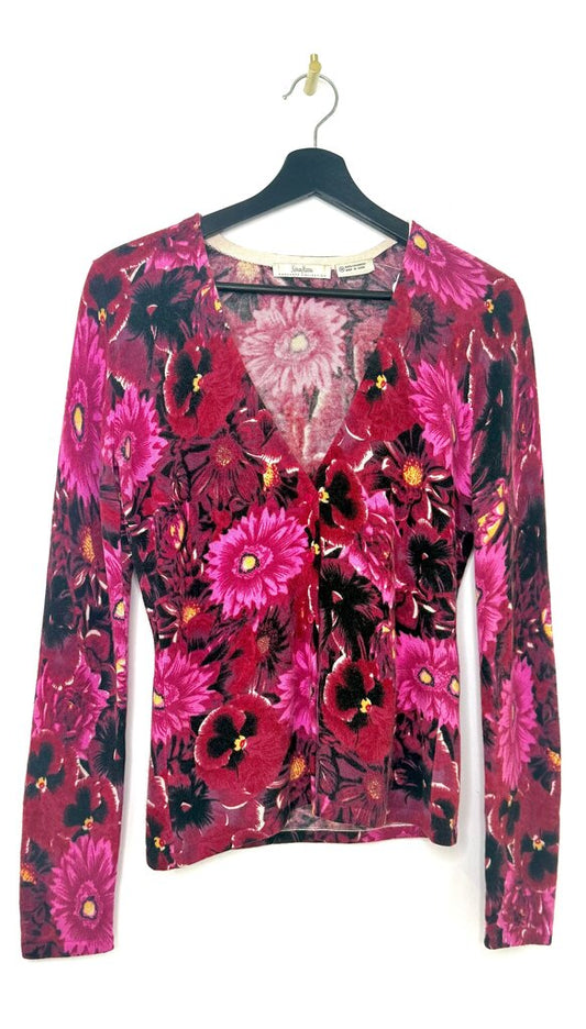 Neiman Marcus Cashmere Floral Sweater