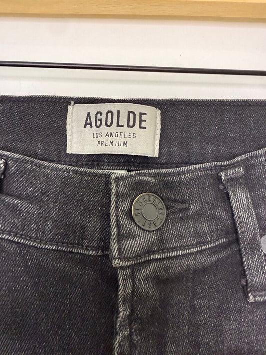 AGOLDE High-Waisted Black Jeans with Frayed Hem