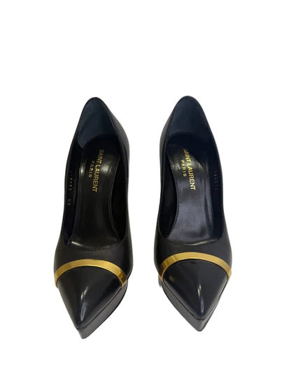 Saint Laurent Black Heels with Gold Accent