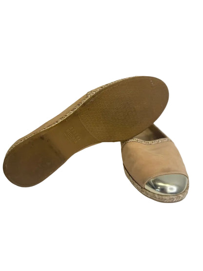 Stuart Weitzman Beige Espadrilles with Metallic Cap Toe