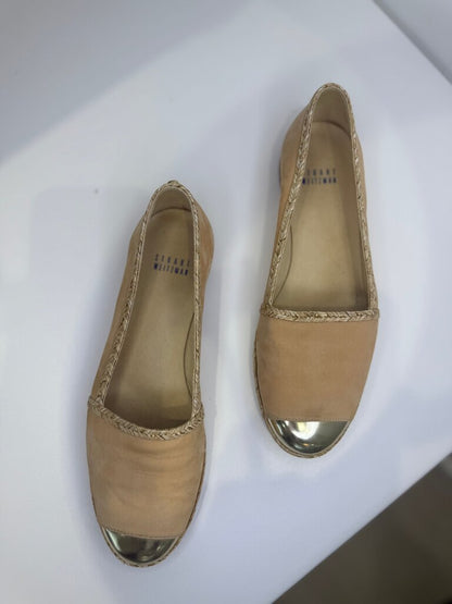 Stuart Weitzman Beige Espadrilles with Metallic Cap Toe