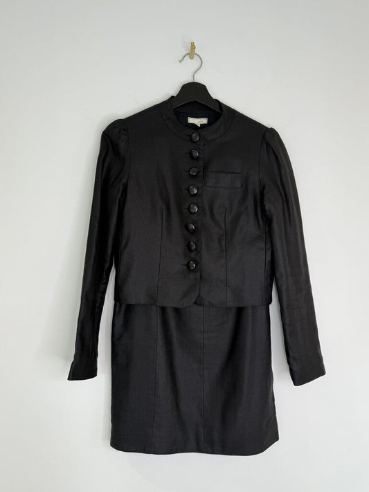 Deux FM Black Puff Sleeve Suit Jacket and Pencil Skirt Set