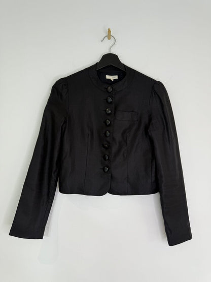 Deux FM Black Puff Sleeve Suit Jacket and Pencil Skirt Set