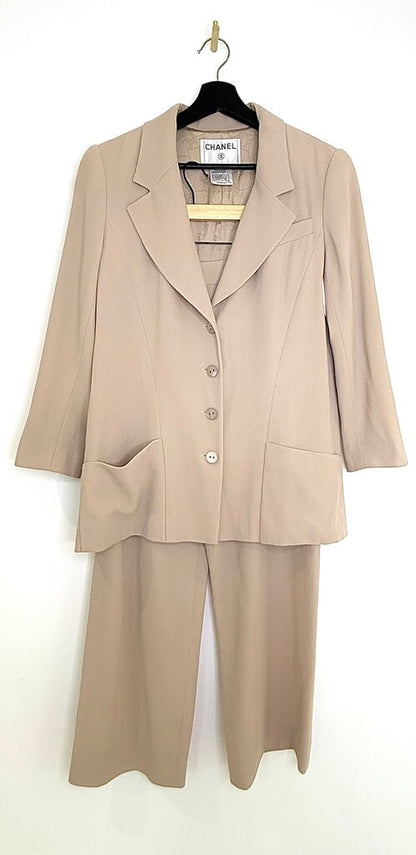 Chanel Women's Beige Blazer and Trousers Set