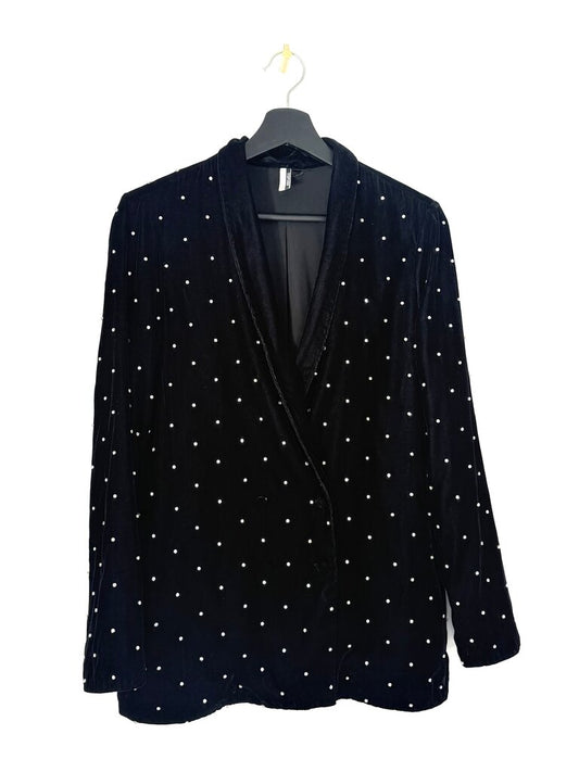 Topshop Black Velvet Blazer with Pearls