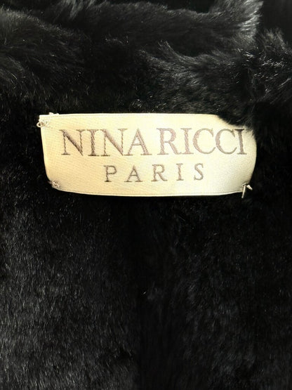 Nina Ricci Paris Vintage Black Coat with Fur Collar