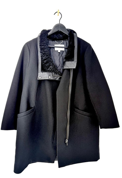 Banana Republic Black Coat with Faux Fur Collar