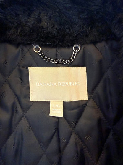 Banana Republic Black Coat with Faux Fur Collar