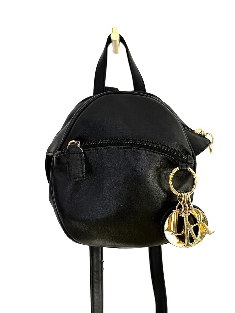 Rare Vintage Dior Black Backpack with Gold Accents
