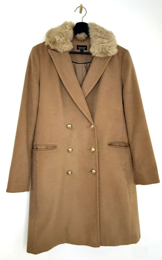 Topshop Faux Fur Collar Coat