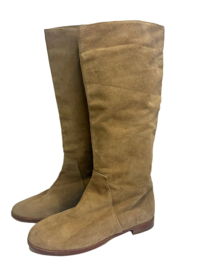 Brown Suede Knee-High Boots