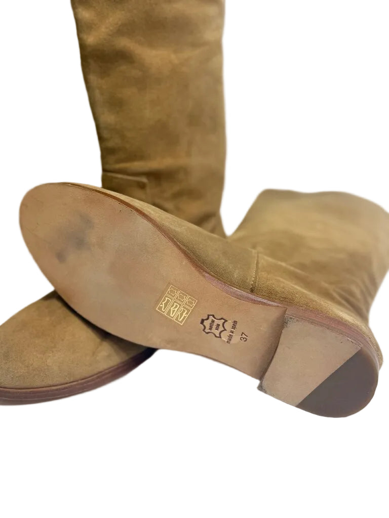 Brown Suede Knee-High Boots