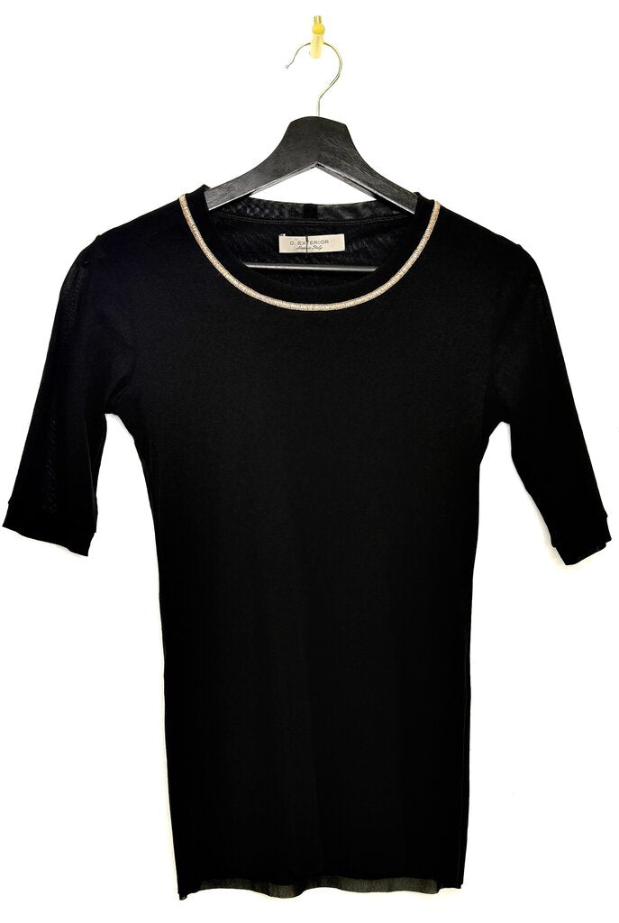 D. Exterior Black Top with Decorative Neckline