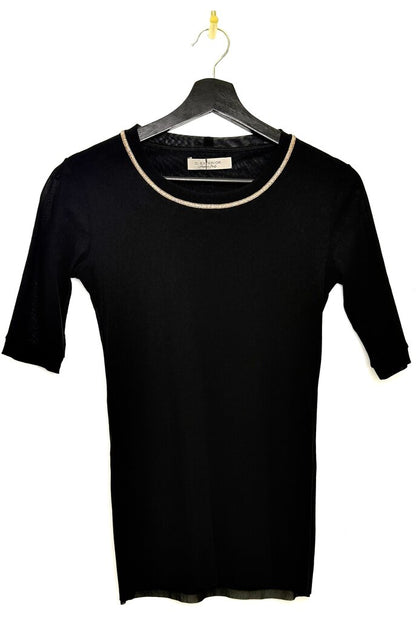 D. Exterior Black Top with Decorative Neckline