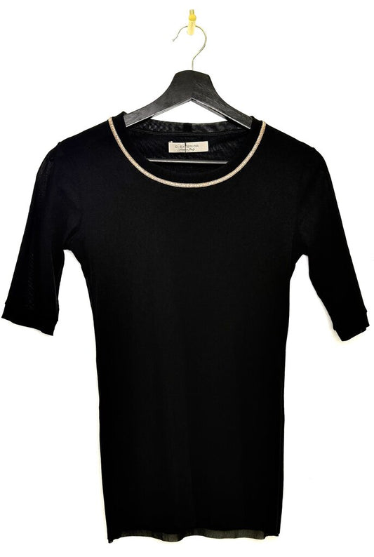 D. Exterior Black Top with Decorative Neckline