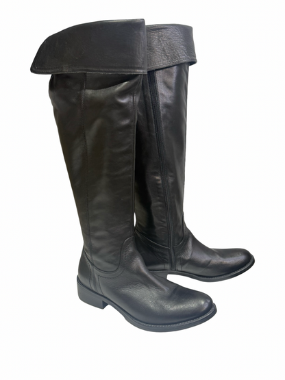 Black Leather Knee High Boots