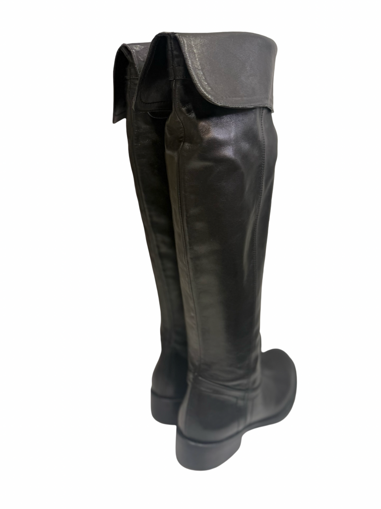 Black Leather Knee High Boots