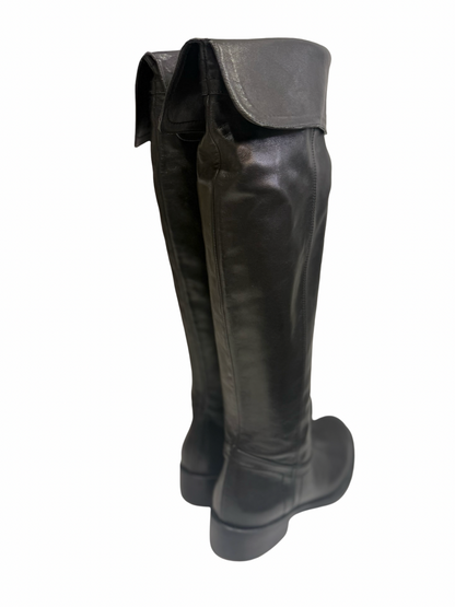 Black Leather Knee High Boots