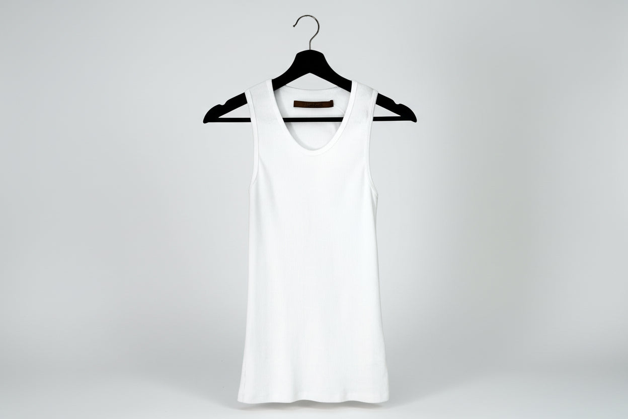 Enza Costa White Ribbed Tank Top